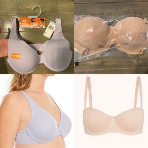 NWT 34C bra bundle! Beige/Nude push up balconette & cross-back t-shirt bra.